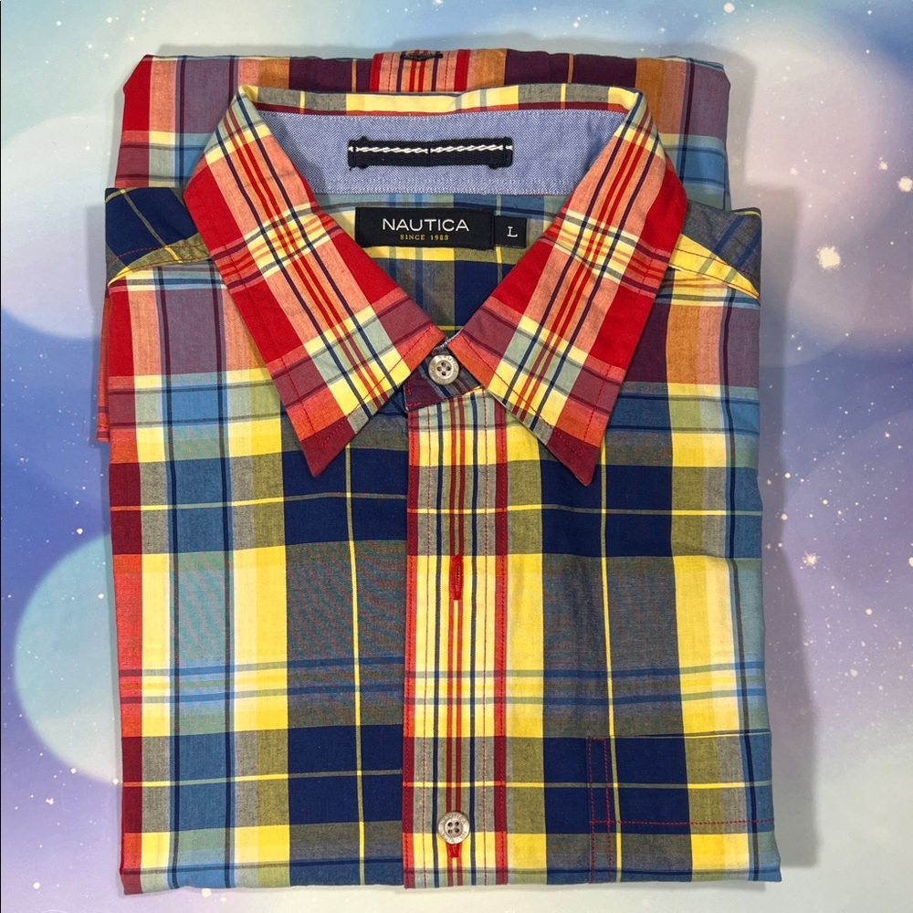 Nautica Men's Vibrant Plaid Button-Down Shirt